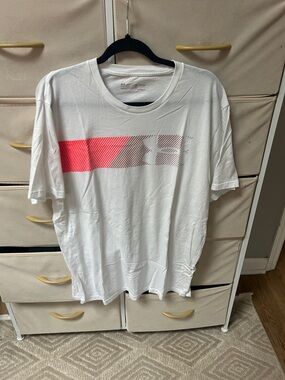 Under Armour White Short-Sleeve Tee with Pink Graphic